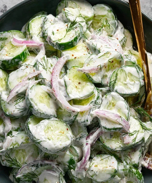 Creamy Cucumber Salad with Greek Yogurt Dressing