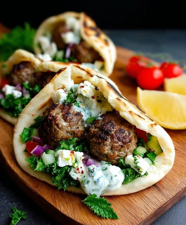 Greek Meatball Pitas