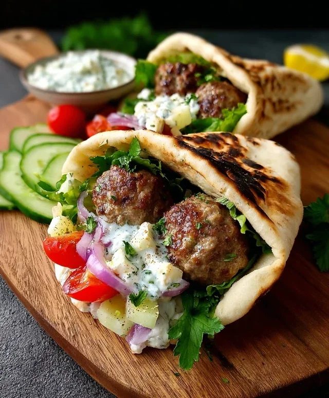 Greek Meatball Pitas