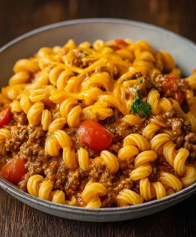 Cheesy Beef Taco Pasta