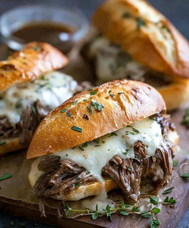 Crockpot French Dip Sandwiches
