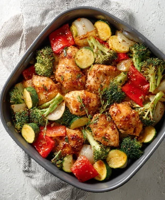 Air Fryer Chicken and Vegetables (in 15 minutes!)