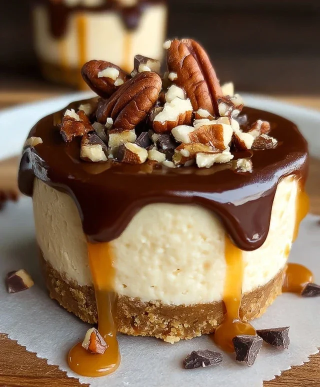 No Bake Turtle Mini Cheesecakes