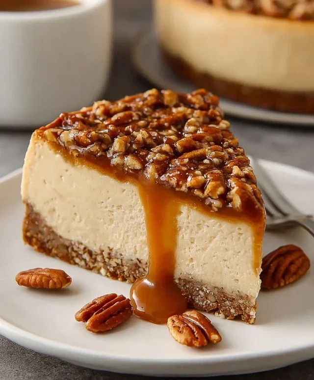 Vegan Caramel Pecan Cheesecake
