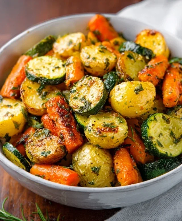 Garlic Herb Roasted Potatoes Carrots and Zucchini