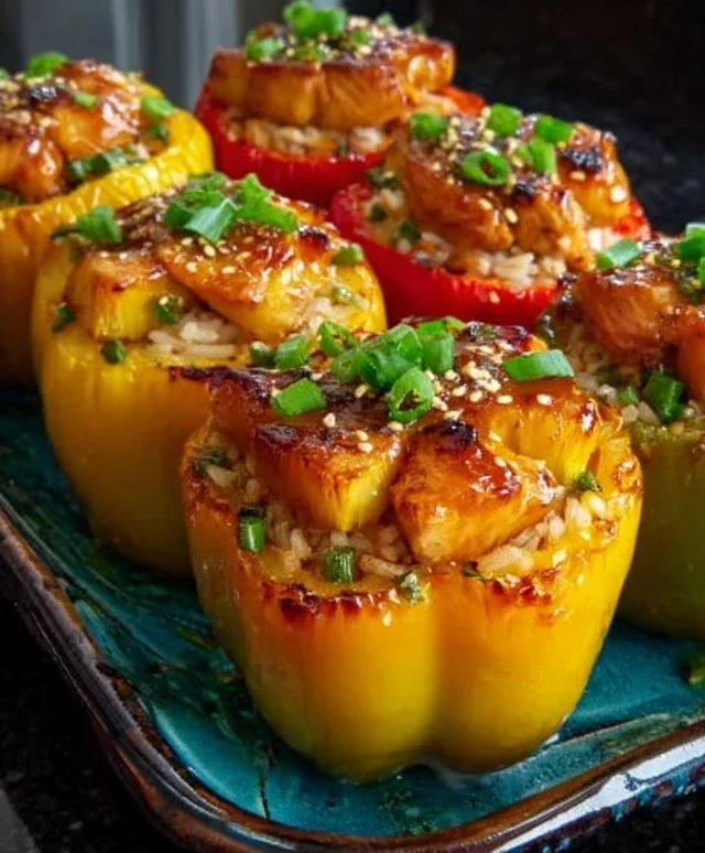 Teriyaki Pineapple Chicken and Rice Stuffed Peppers: A Sweet and Savory Meal