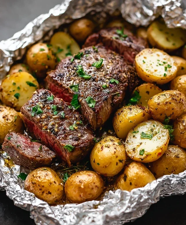 Garlic Steak & Potato Foil Packs