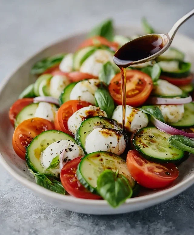Fresh Cucumber Caprese Salad
