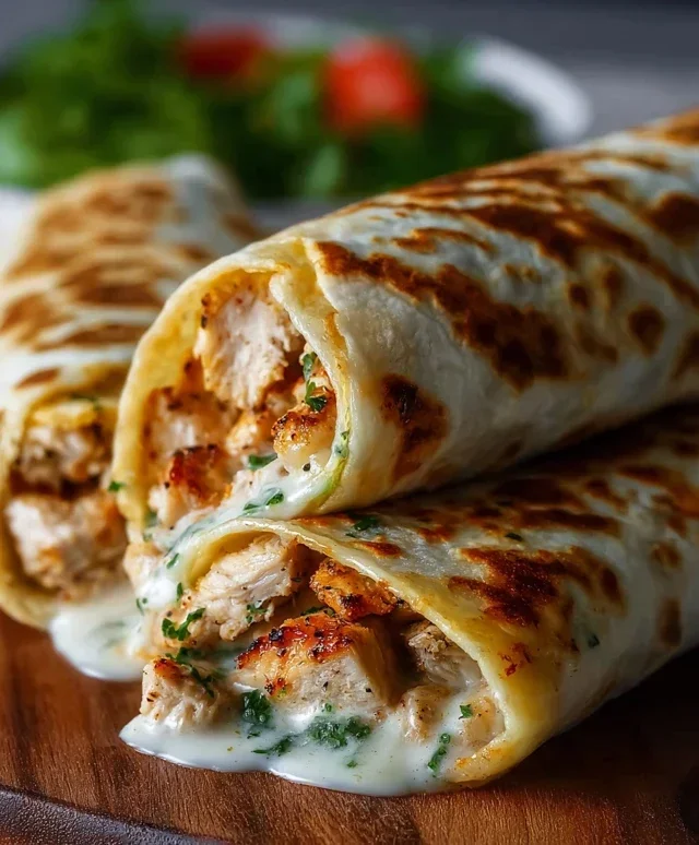 Low Carb Cheesy Garlic Chicken Wraps