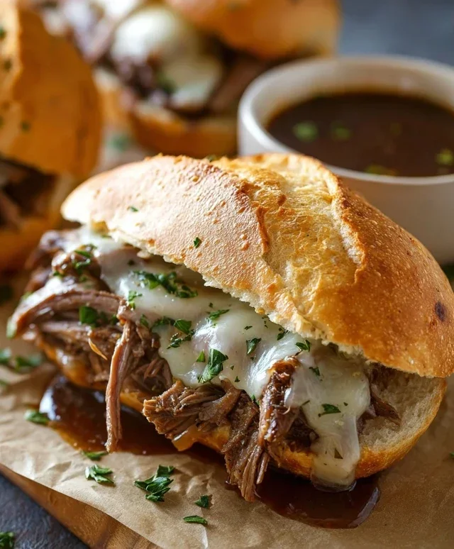 Crockpot French Dip Sandwiches