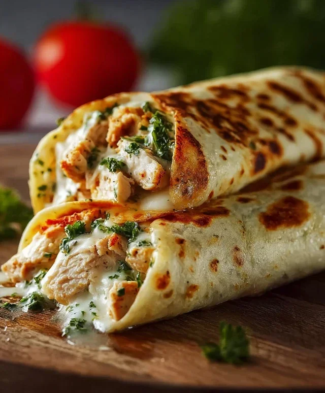 Low Carb Cheesy Garlic Chicken Wraps