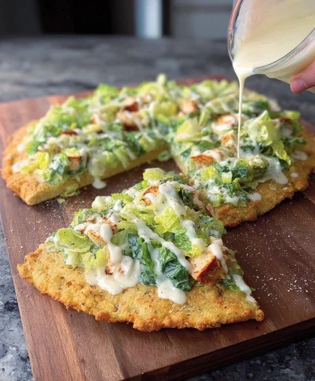 Viral Chicken Crust Caesar Salad Pizza