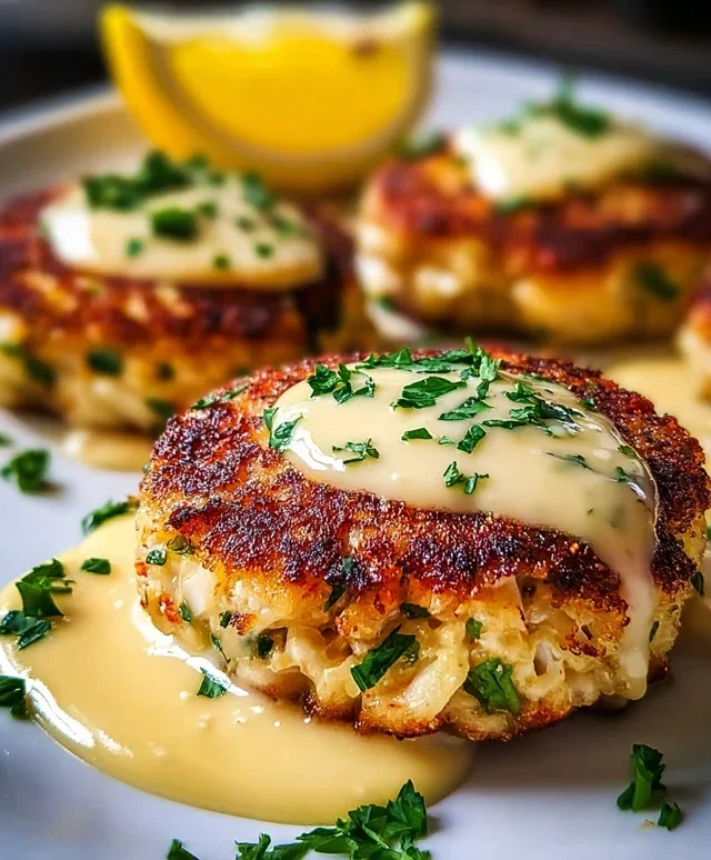 Cheddar Bay Crab Cakes with Lemon Butter Drizzle
