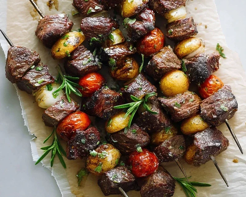 Rosemary Garlic Steak Kebabs