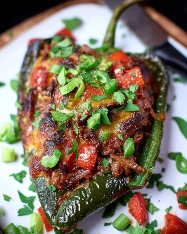Brisket Stuffed Poblano Peppers