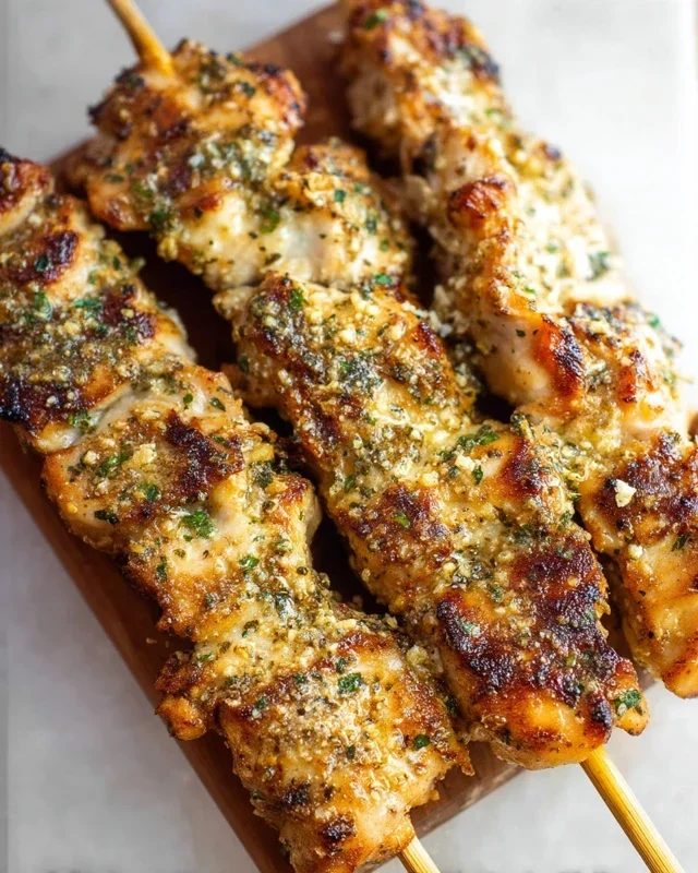 Garlic Parmesan Chicken Skewers