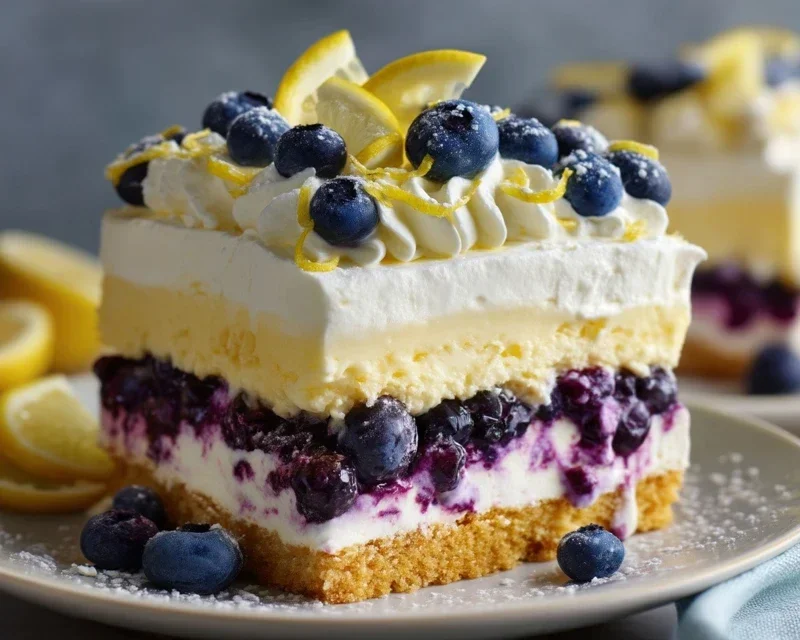 No-Bake Lemon dazzling Blueberry cream Cake
