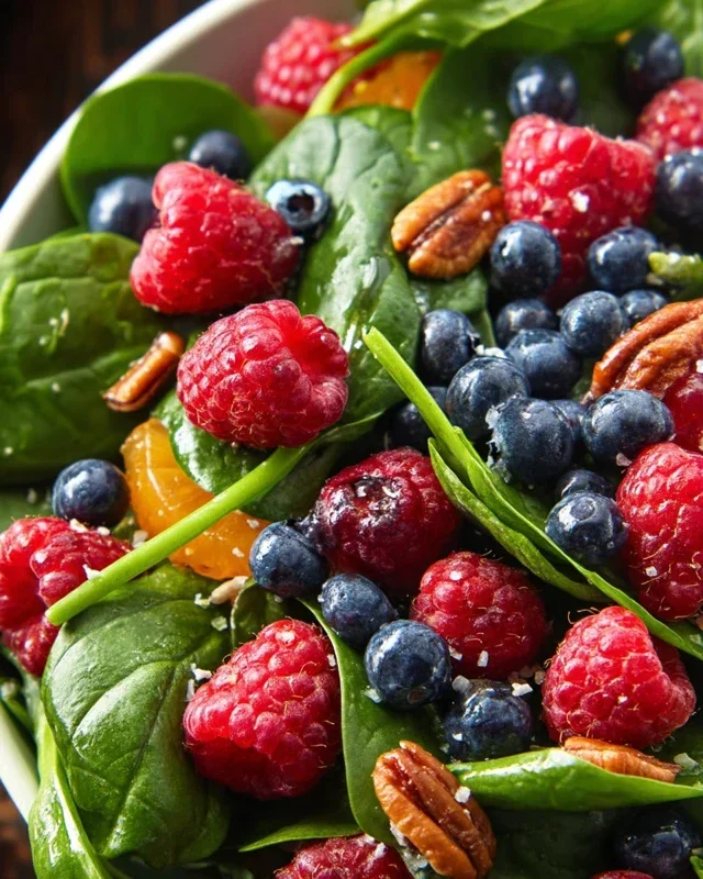 Berry Spinach Salad with Blueberries and Raspberries