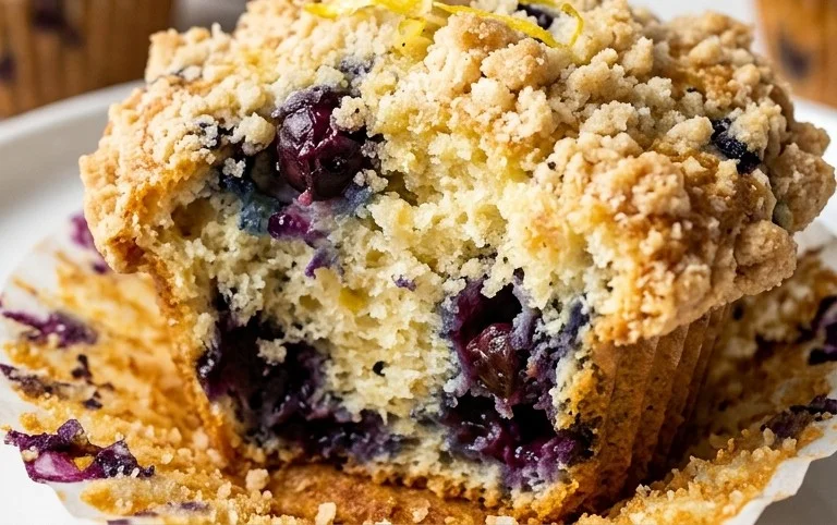 Lemon Blueberry Streusel Muffins