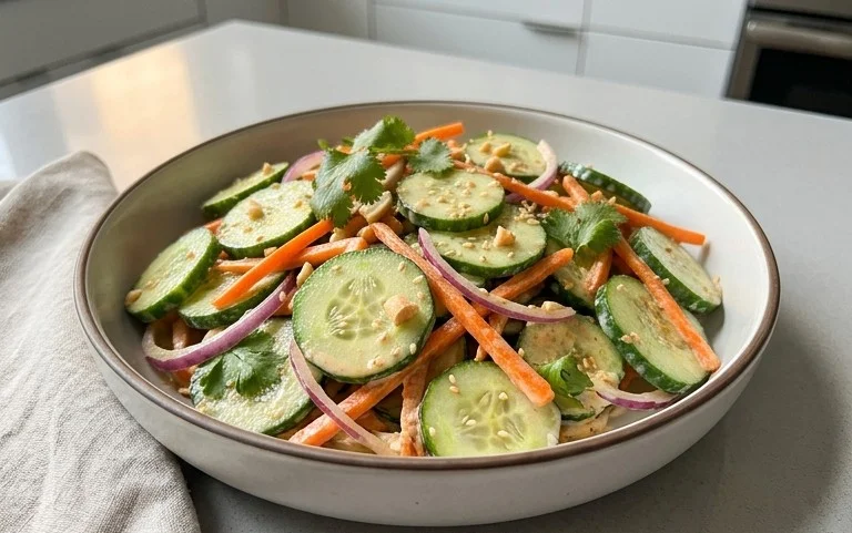 Creamy Asian Cucumber Salad Bowl