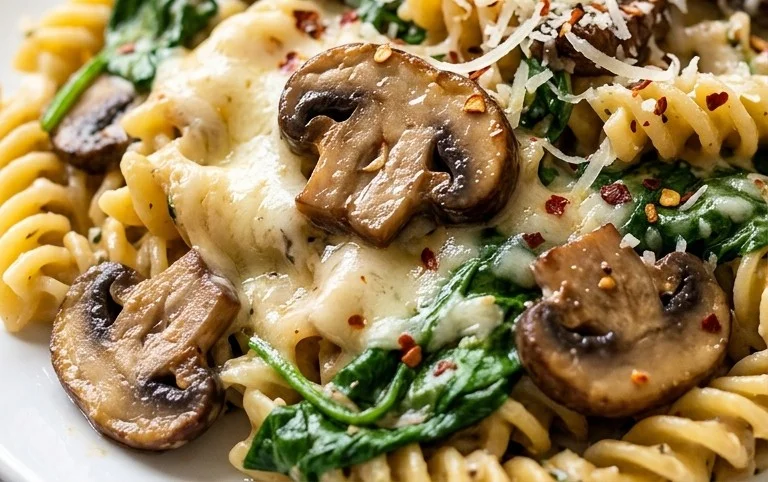 Parmesan Spinach Mushroom Pasta Skillet