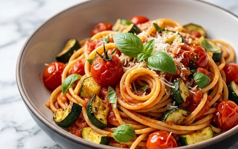 Healthy Tomato Zucchini Pasta