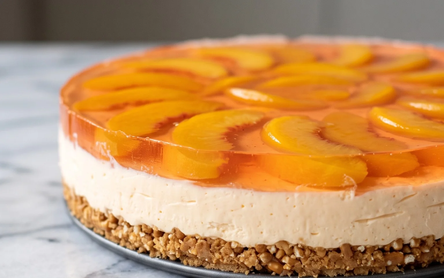 Peach Pretzel Salad Dessert