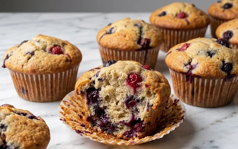 Bakery Style Mixed Berry Muffins | with Frozen Berries