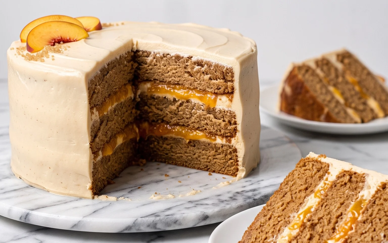 Brown Sugar Layer Cake with Peach Filling