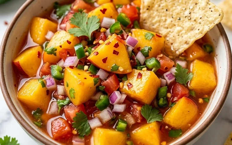 Sweet & Spicy Peach Salsa Canning Recipe