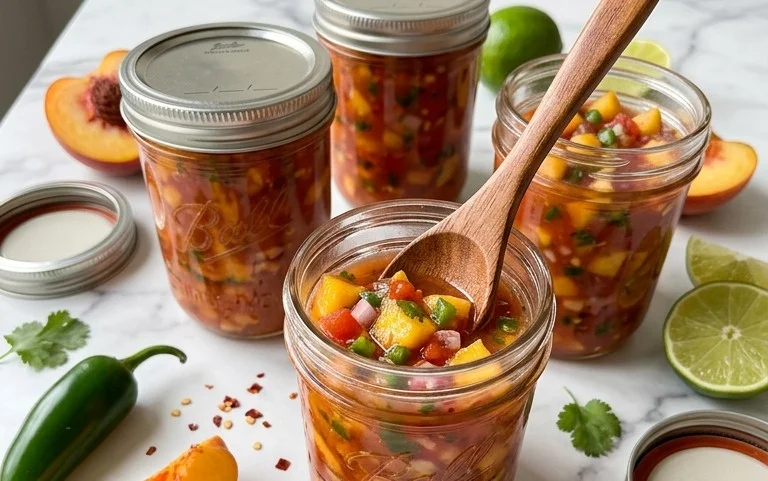 Sweet & Spicy Peach Salsa Canning Recipe