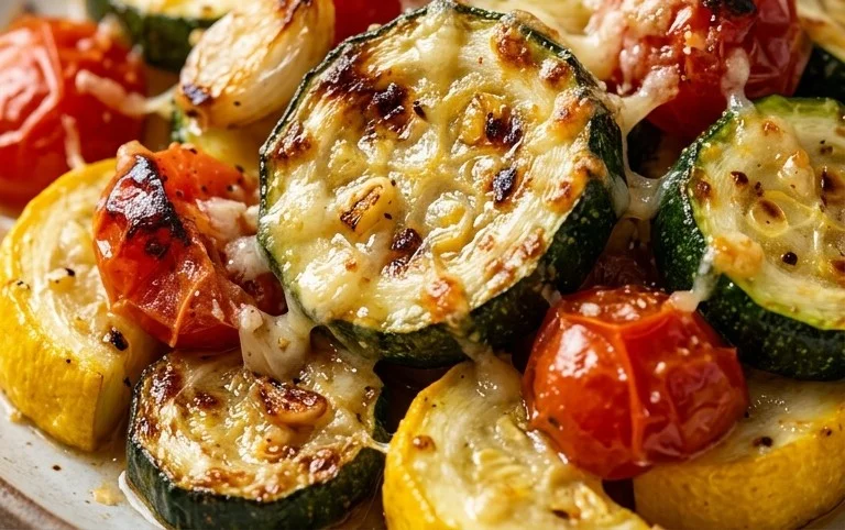 Roasted Garlic-Parmesan Zucchini, Squash and Tomatoes