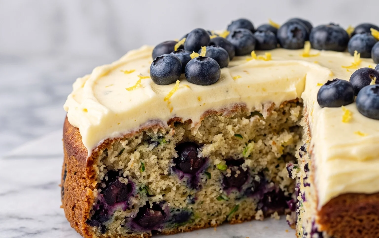 Blueberry Zucchini Cake with Lemon Buttercream