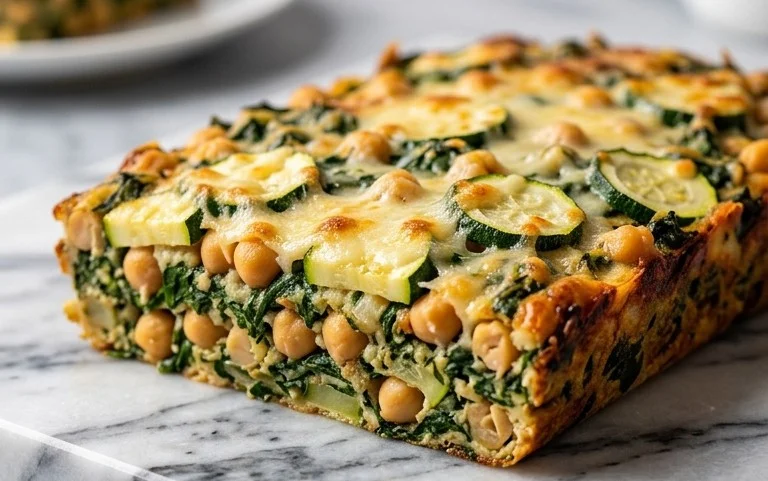 Spinach Zucchini Chickpea Bake